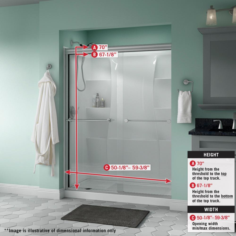 Simplicity 60 in. x 70 in. Semi-Frameless Traditional Sliding Shower Door in Bronze with Rain Glass - Super Arbor