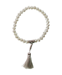 Shiny Bead Tassle Bracelet Taupe