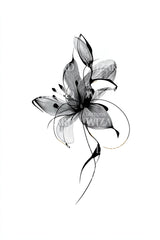 Flowing Black Lily Tattoo Design
