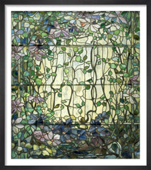 Stained Glass with Clematis, c.1900 by Louis Comfort Tiffany. Framed art print.