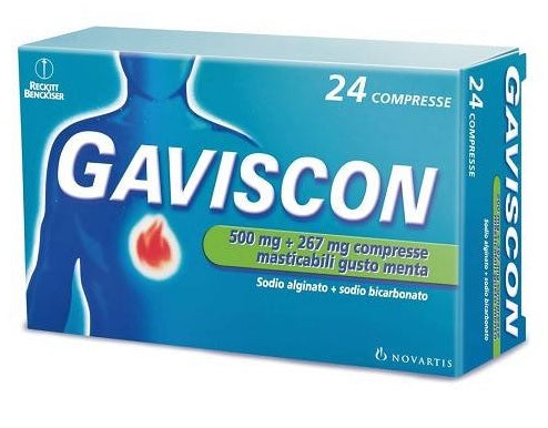 Gaviscon*24 cpr mast 500 mg + 267 mg menta