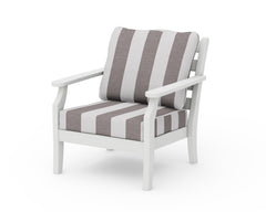 Savannah Deep Seating Chair in Vintage White / Cabana Stripe Grey Mist