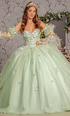 GLS by Gloria GL3300 - 3D Floral Embellished Sweetheart Ballgown Ball Gowns XS / Sage
