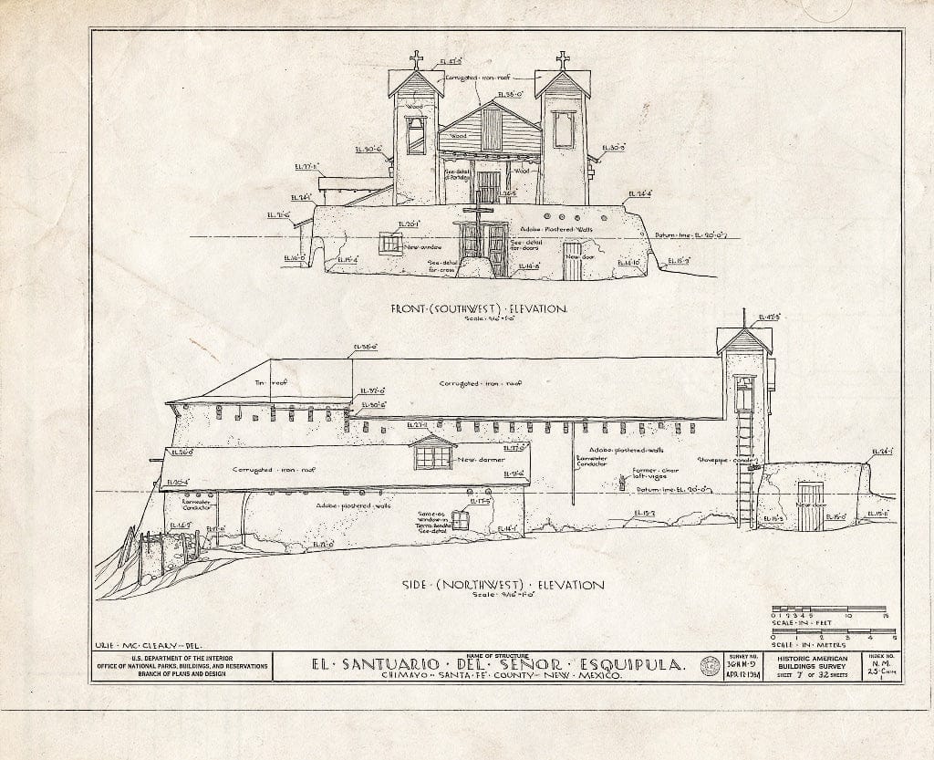 Blueprint HABS NM,25-CHIM,1- (Sheet 7 of 32) - El Santuario del Senor Esquipula, Chimayo, Rio Arriba County, NM