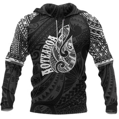 Hei Matau Maori Tattoo All Over Hoodie White PL - Amaze Style™-Apparel