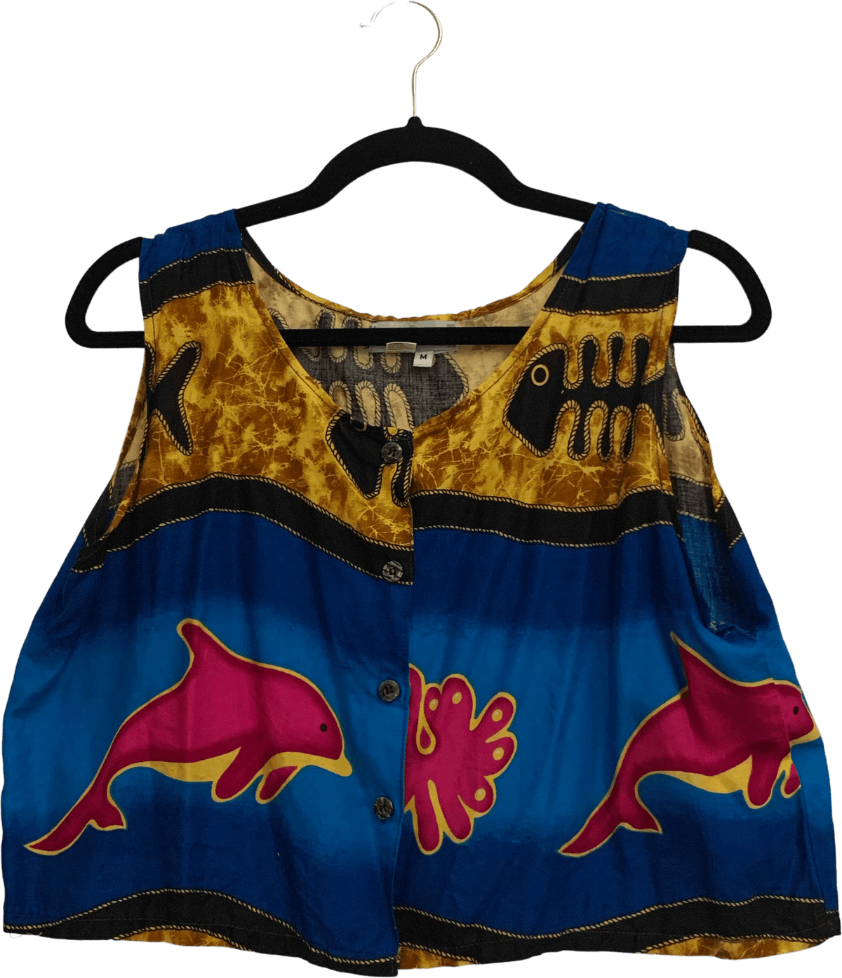 Blue Patterned Cropped Vest