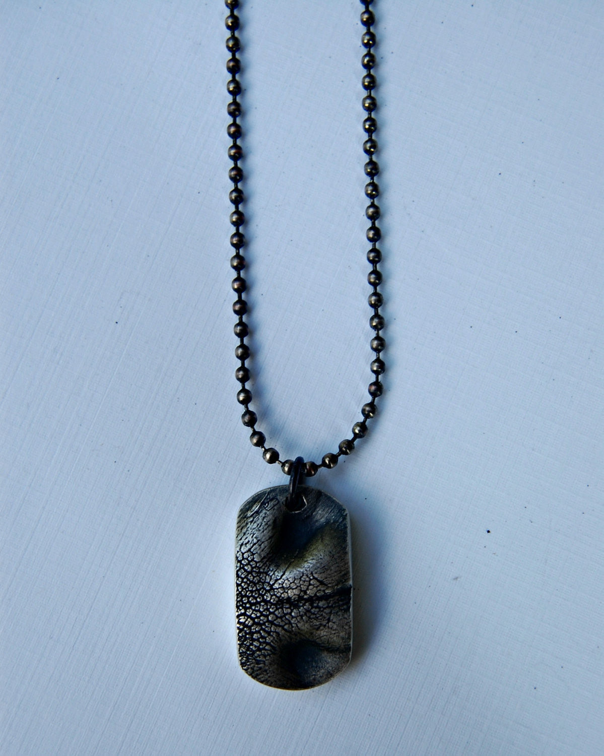 Custom Sterling MEDIUM Dog Nose Print Necklace in DOG TAG Style - Sterling Ball Chain - Personalized to Your Pet