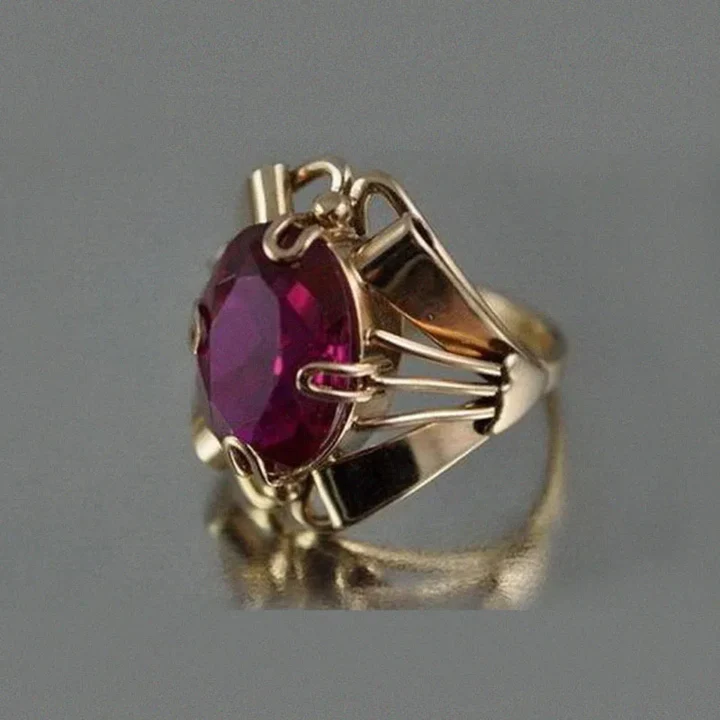 Bague en cristal de grenat en or vintage