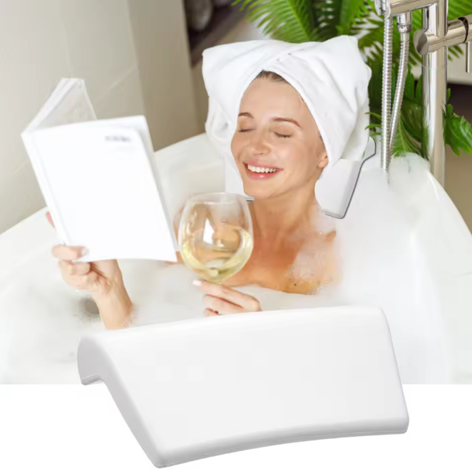 Ergonomisch Badkussen met Hoofdsteun – Waterdicht Antislip Badkussen voor Badkuip en Spa