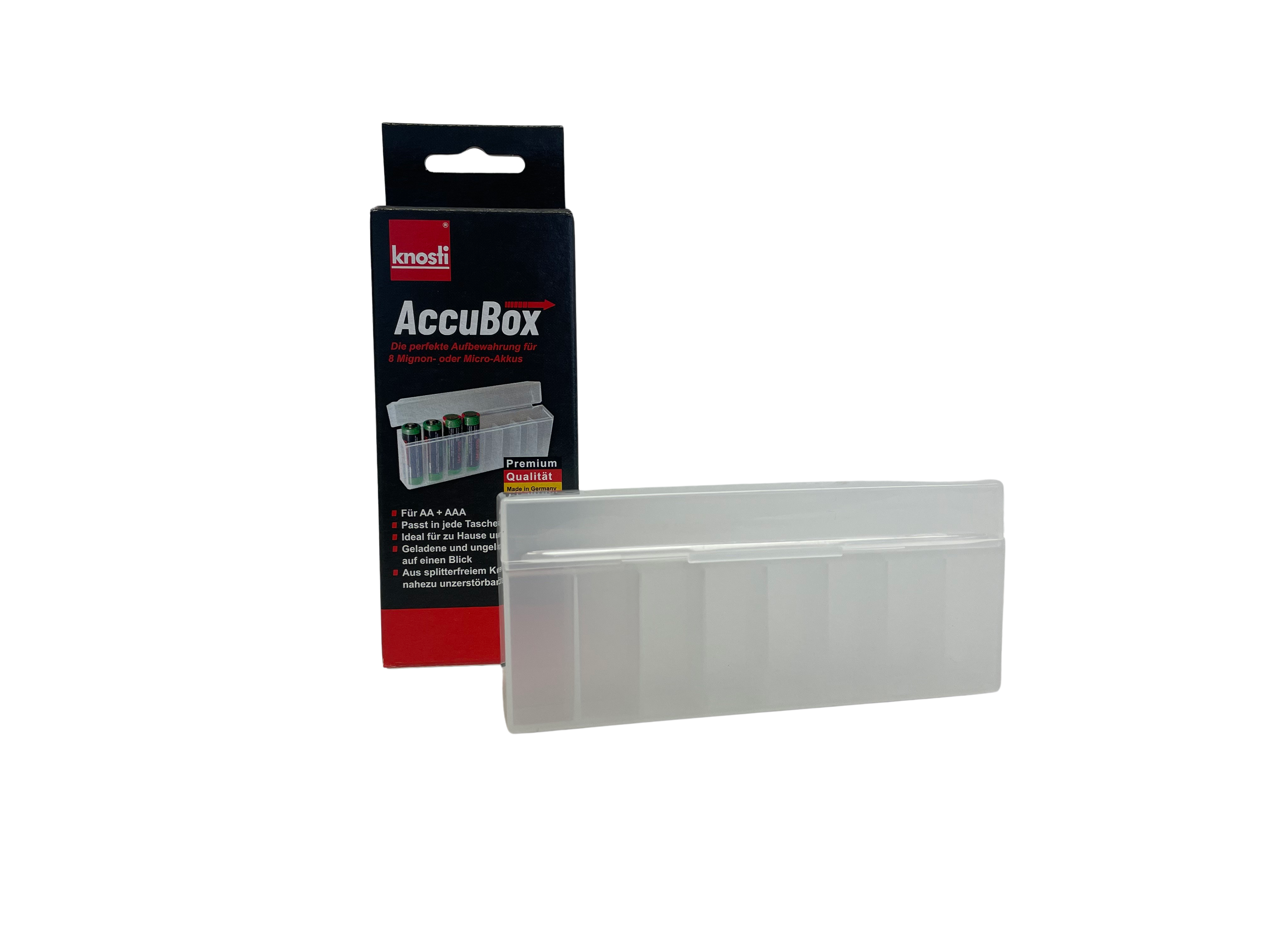 Accu-Box, Aufbewahrung für 8 akkus (AA+AAA)