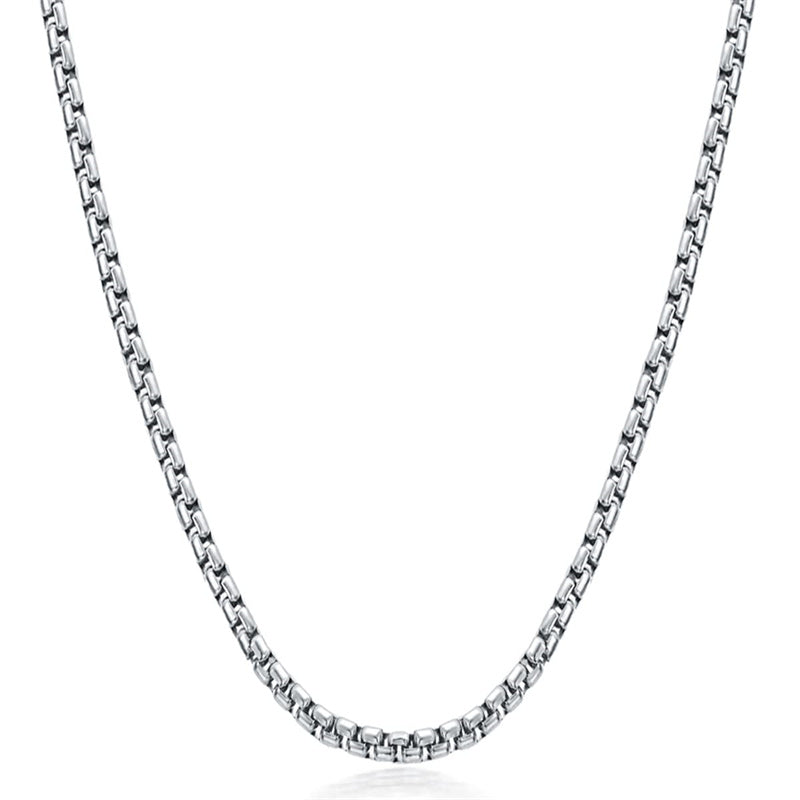 925 Sterling Silver Round Box Chain  2MM, Square Rolo Chain Necklace for Men Women