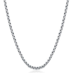 925 Sterling Silver Round Box Chain  2MM, Square Rolo Chain Necklace for Men Women