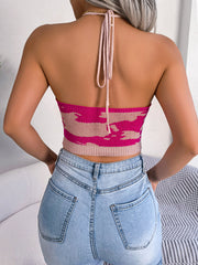 Cow Pattern Waist Sling Cropped Knitted Sweater BLUE ZONE PLANET