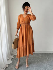 Orange simple lace patchwork dress-[Adult]-[Female]-2022 Online Blue Zone Planet