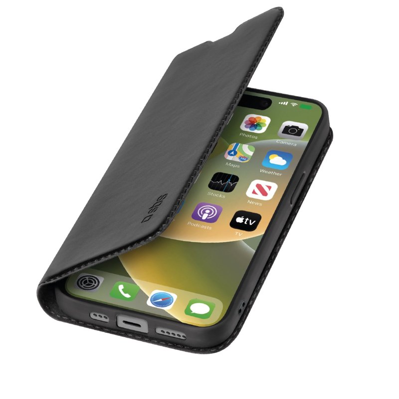 SBS Book Wallet Lite cover til iPhone 15 Plus®. Sort