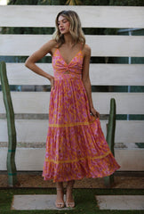 Angie Cut Out Fuchsia Maxi Dress Dresses Angie