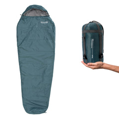 Camping Schlafsack Small & Light - Mumienschlafsack mit Tasche in Goblinblau, wasserabweisend, kompakt und leicht tragbar.