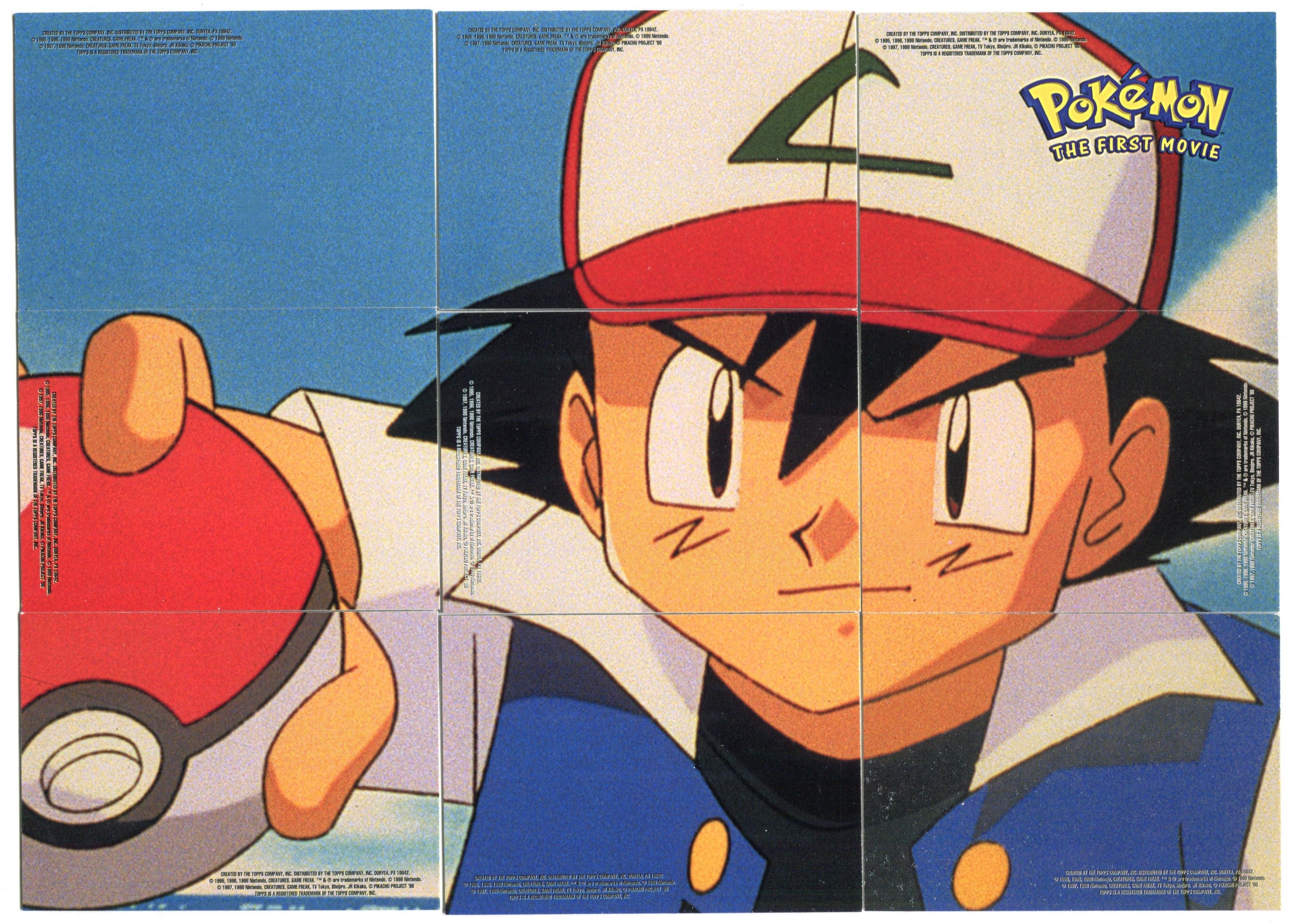 1999 Pokemon The 1st Movie Ash Sticker Puzzle Chase Card Set 9 Blue Logo Cards - TvMovieCards.com
