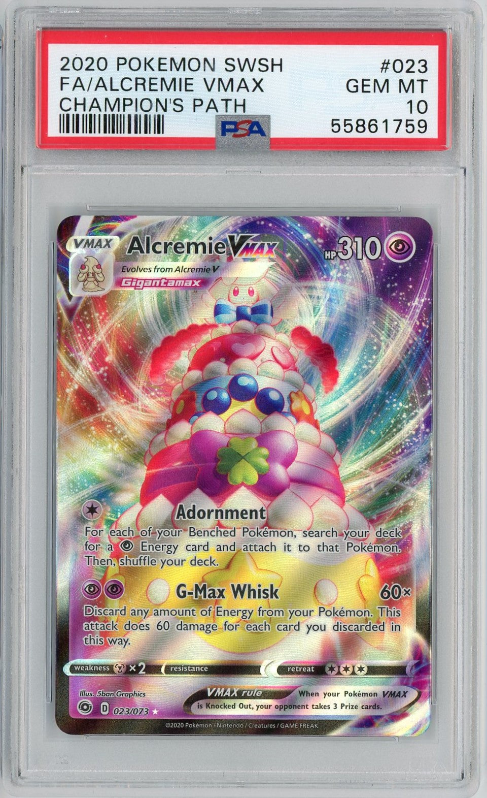 PSA 10 GEM MINT Alcremie VMAX 023/073 - Champion's Path 2020