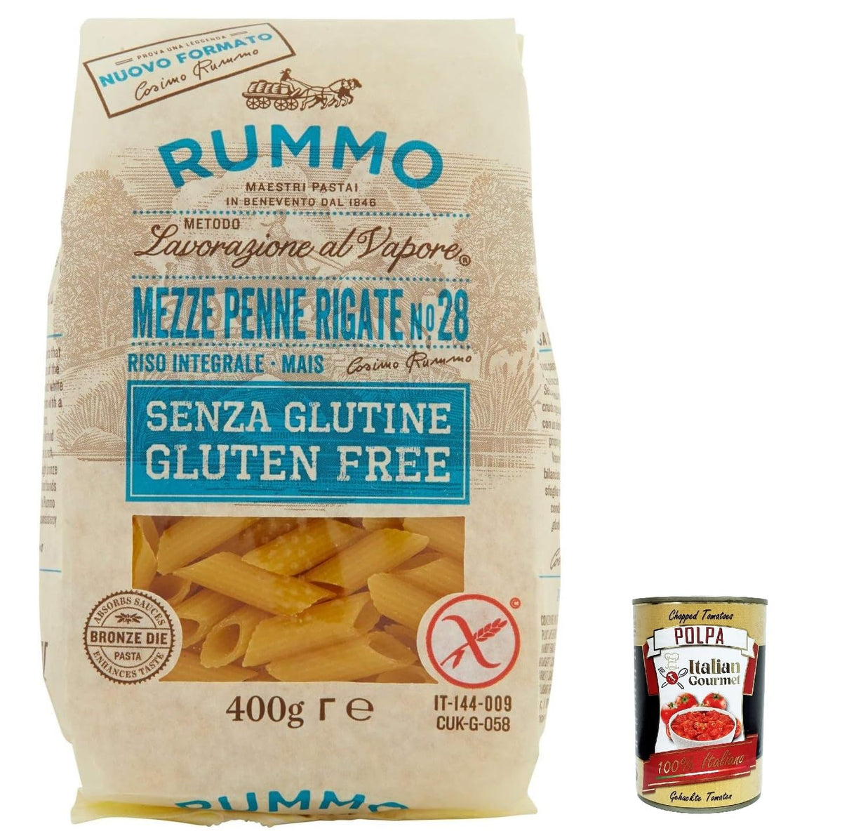 Rummo Pasta Mezze Penne rigate n. 28 senza Glutine, gluten 5x Original italienisch