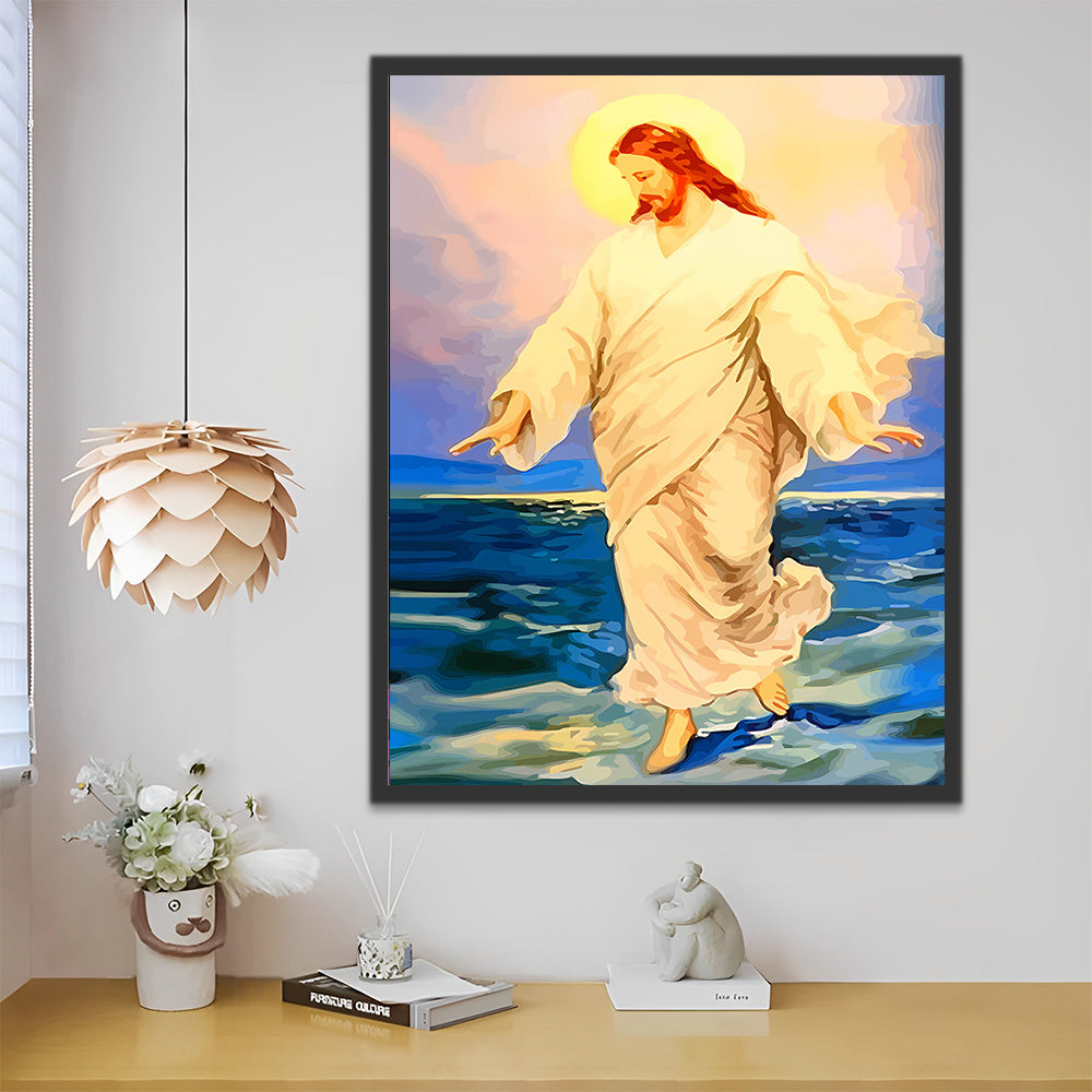 Jesús Caminando sobre el Agua y Calmando el Mar Pintar por Números