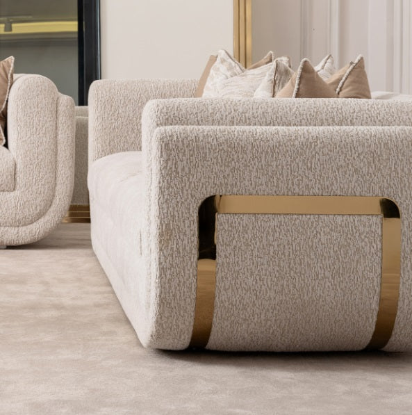 AICO Furniture Savannah Breeze Standard Sofa Cashmere in Bright Gold - Furniture Now (CA)