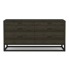 Stark 6-Drawer Dresser in Espresso Oak front view - mid-century industrial dresser - Whats New Furniture Portland OR