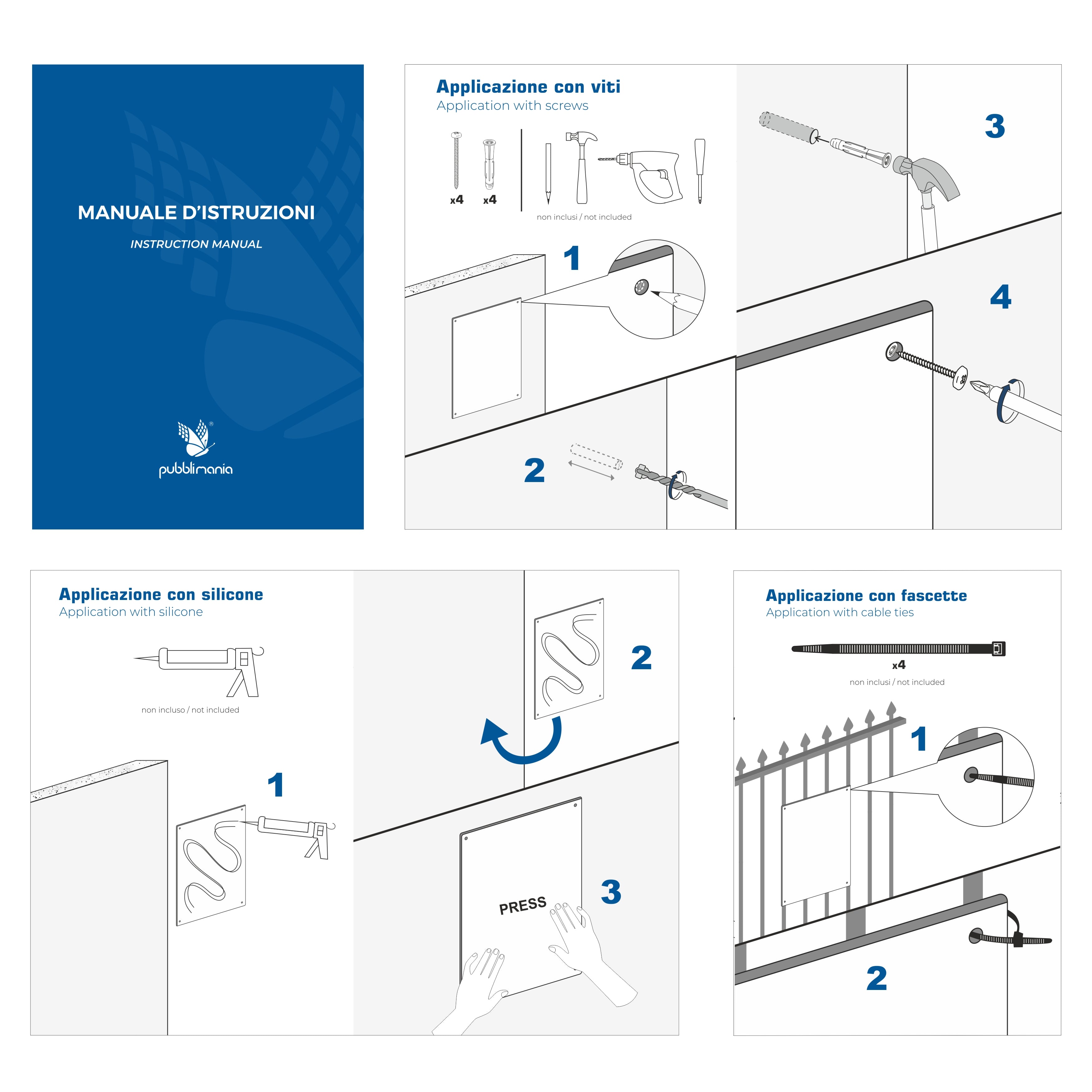 Manuale istruzioni installazione cartello Pubblimania con fori di montaggio