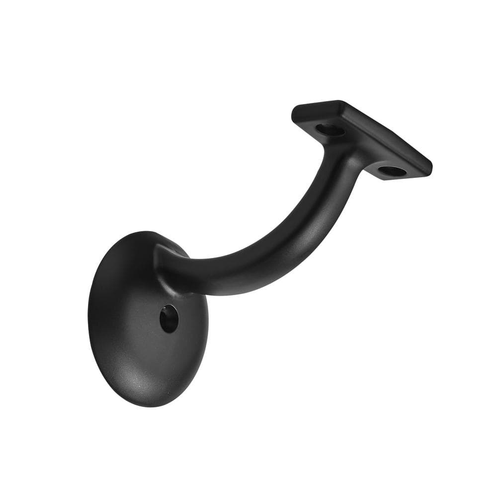 Angel Sar Matte Black Hand Rail Bracket Heavy-Duty Hardware for Stairways, Home or Office Stair Support Handrail Brackets (4-Pack)