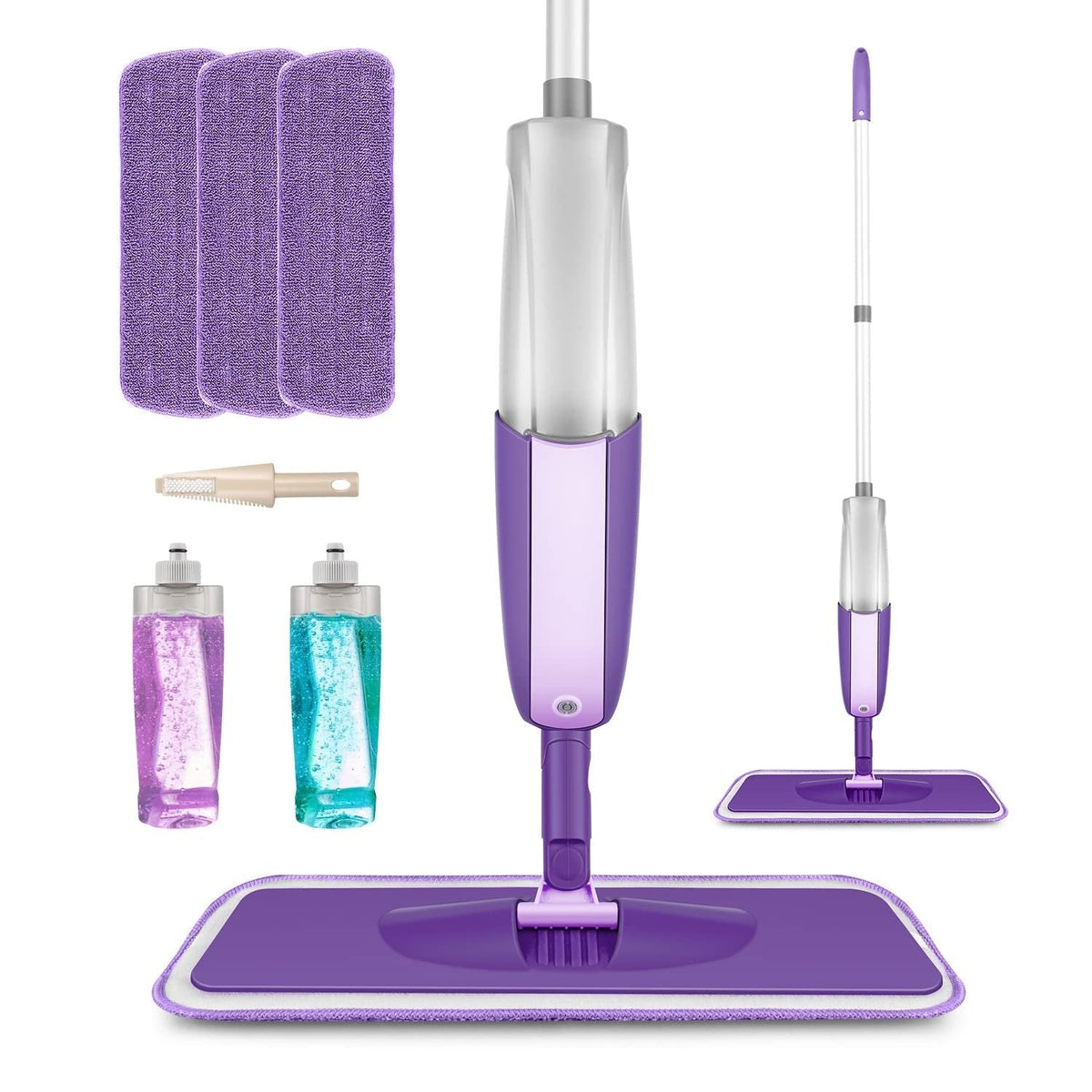 MEXERRIS Microfiber Spray Mop forCleaning Hardwood FloorWith 410ml Bottle + 410ml Bottle + 3 reusable Pads - IMICHOICE