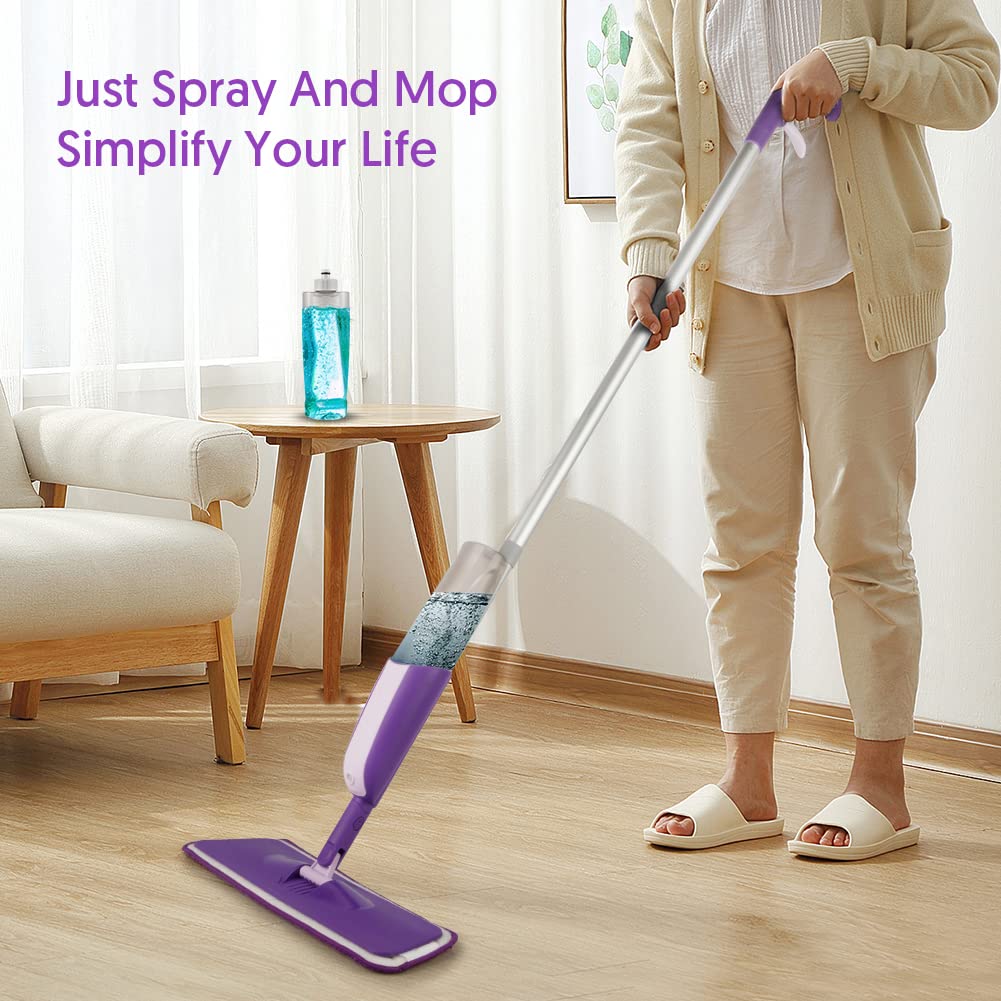 MEXERRIS Microfiber Spray Mop forCleaning Hardwood FloorWith 410ml Bottle + 410ml Bottle + 3 reusable Pads - IMICHOICE