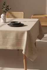Nora Beige Envelope Corner Tablecloth 150X220 Cm