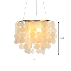 Modern Shell Tiered Chandelier Pendant Light - 4 Lights White Dia Sizes: 15 19.5 27.5