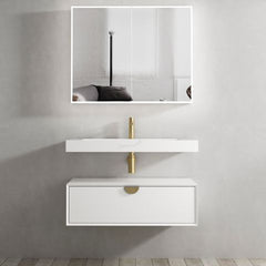 White Wall Hung Vanity Cabinet 900mm with Soft Close Drawers
