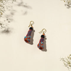 Hand Embroidered Gamcha Fabart Earrings by Rangila Dhaga