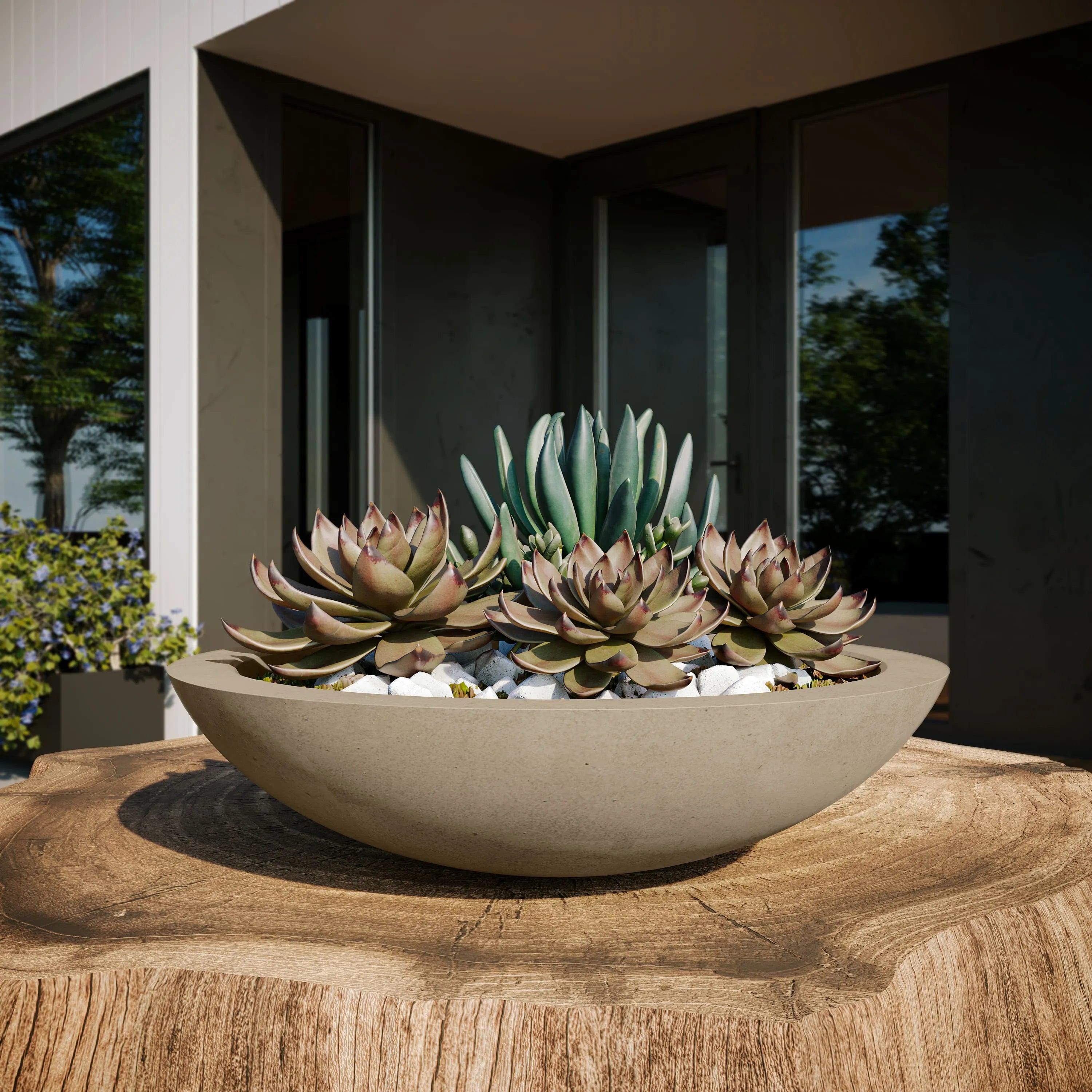 Oceanside Outdoor Shallow Planter Sandstone Lifestyle