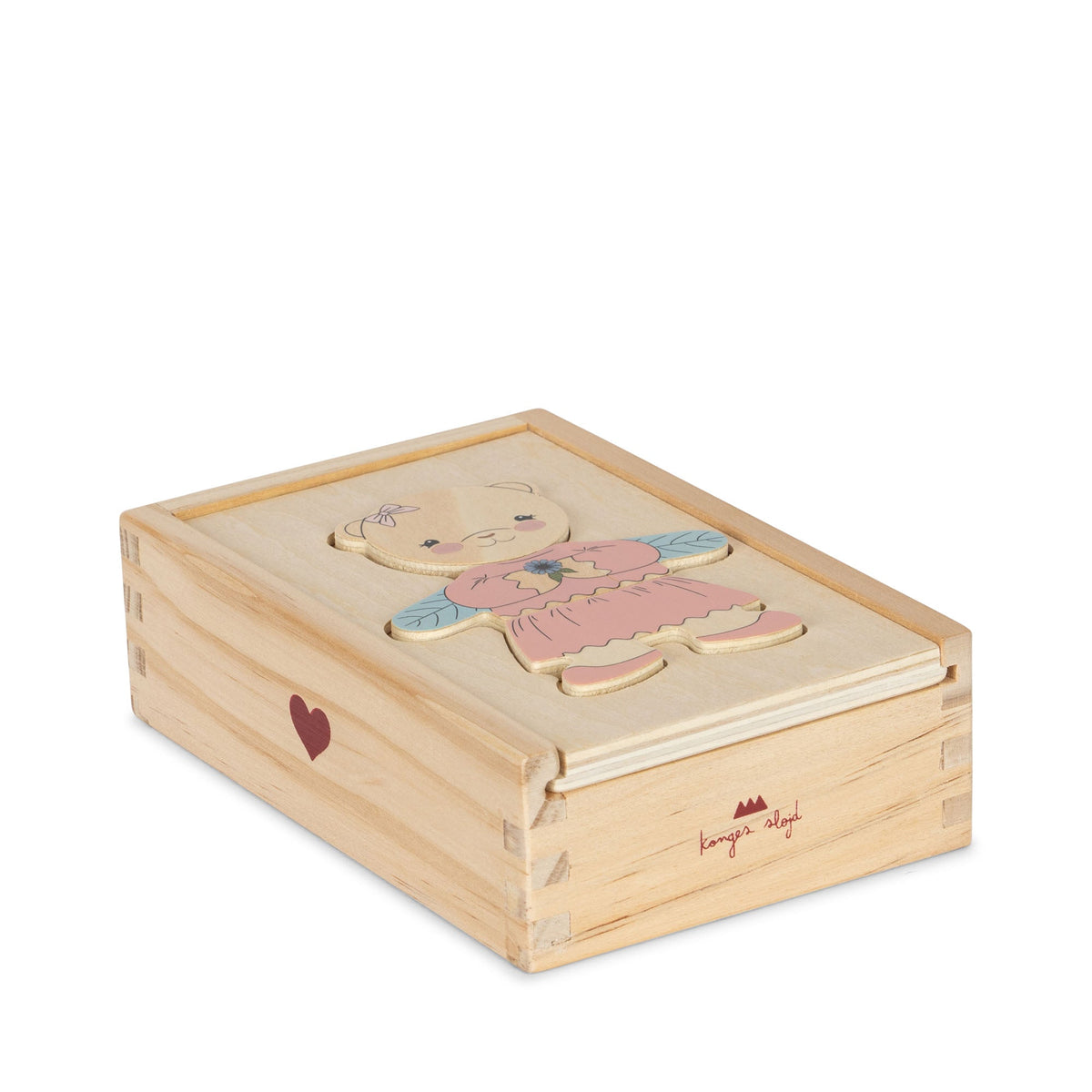 Konges Sløjd Wooden Teddy Dress Up Puzzle - Dusty Pink