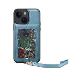 Para iPhone 15 Eseble Star Series Funda para Teléfono con Ranura para Tarjeta y Soporte para Cordón (Azul) - MOVILSTORE