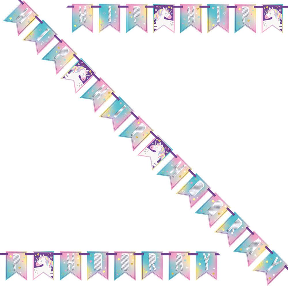 Unicorn Happy Birthday Banner – Unique – Hanging Decorations – Party Plush