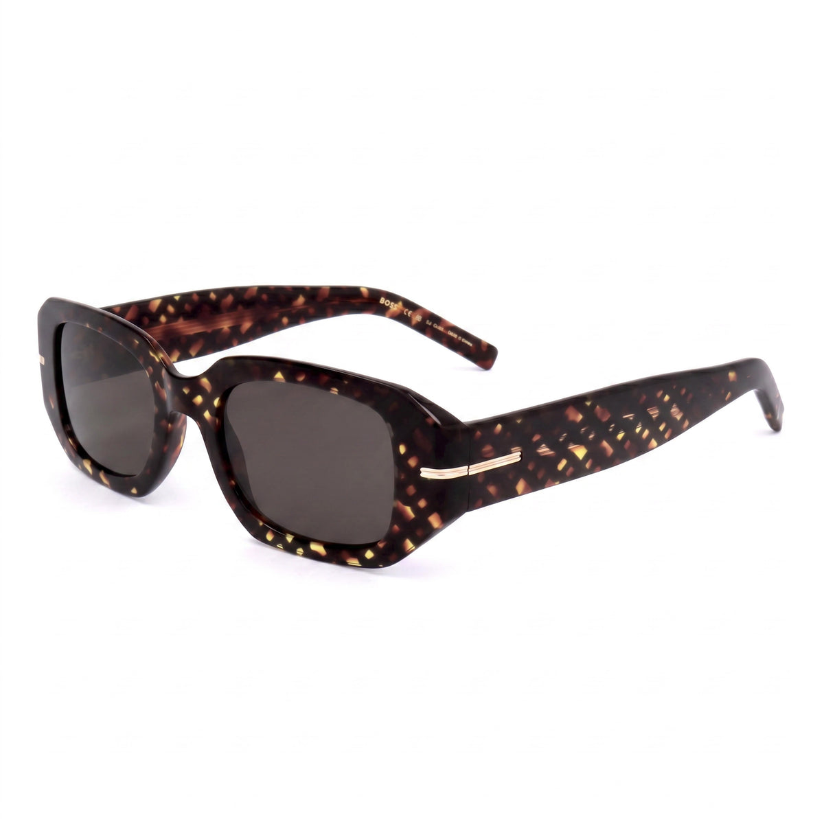 Hugo Boss Distinctive Codes Women's Acetate Eyewear, Havana Pattern Grey Frame with Grey Lenses, 50mm