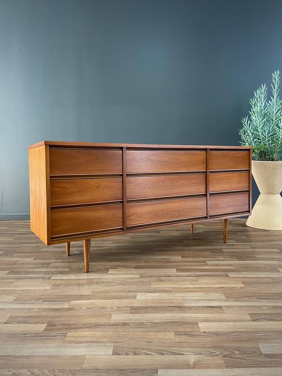 Mid-Century Modern 9-Drawer Walnut Dresser, c.1960’s