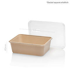 PP Rechteck-Schale 750ml, 183x135x45mm, beige, 500 Stk.