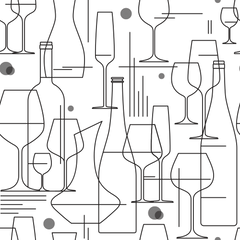 Retro Wine Tasting Fabric - Black