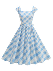 Robe Vintage Carreaux Turquoise - Louise Vintage