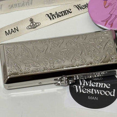 Vivienne Westwood Cigarette Tabaco Brass Case metal slim Silver Orb ShopBag