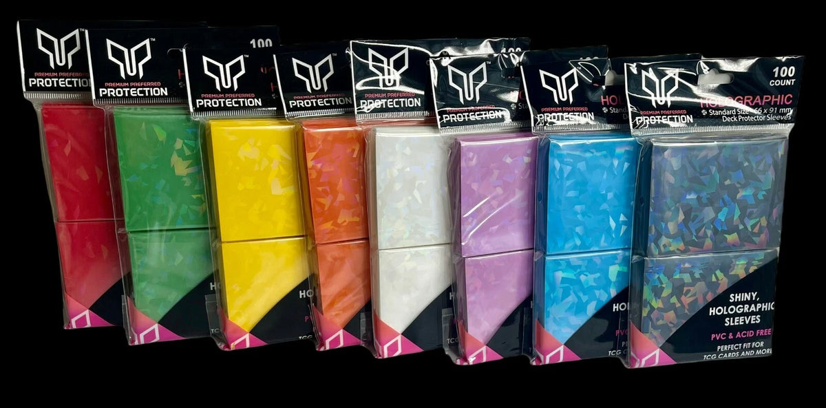 100 Premium Holographic Card Sleeves Precise Fit Holo MTG Pokemon Yugioh Metazoo