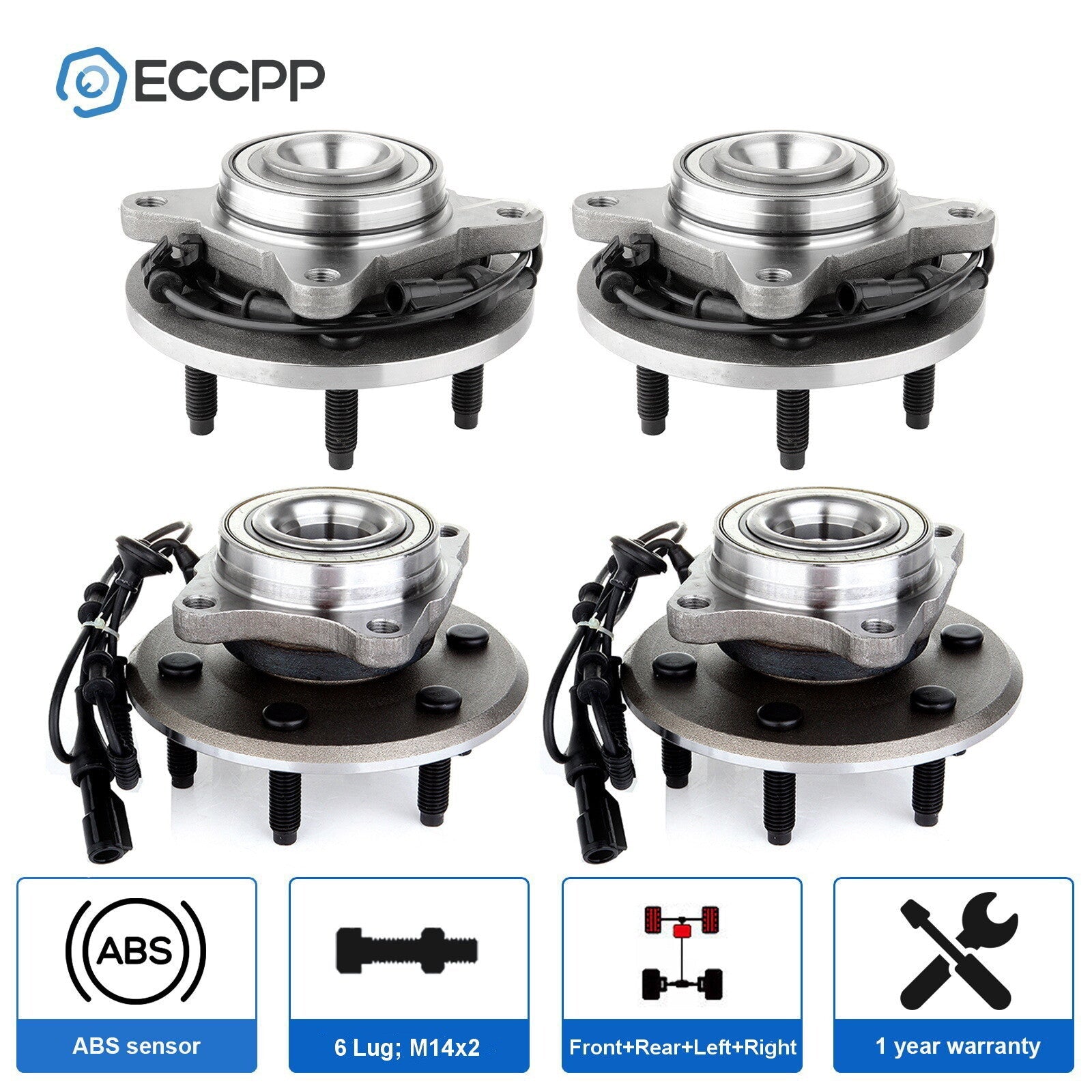 Full Set Wheel Hub Bearing 2WD For 2003-2006 Ford Expedition Lincoln Navigator