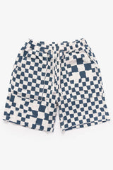 SERVICE WORKS PRINTED CHEF SHORTS - TEAL CHECKER