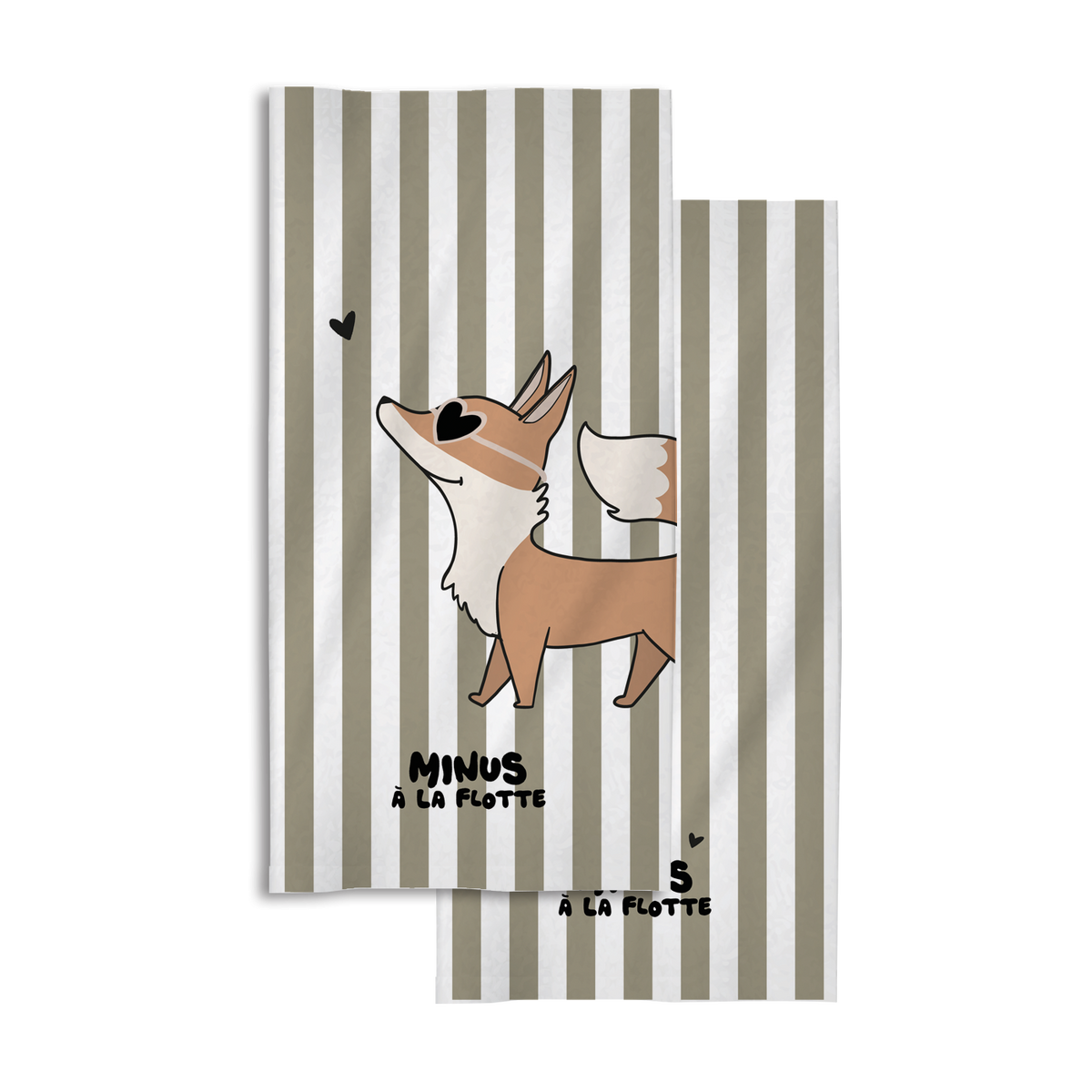 Serviette Minus à la flotte Renard verte - Zakuw