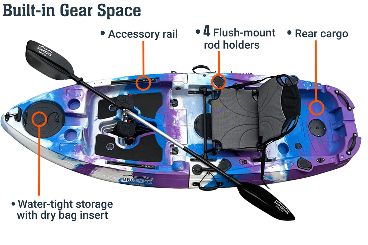 8.0 single foldable pedal kayak, gear space - Brooklyn Kayak Company